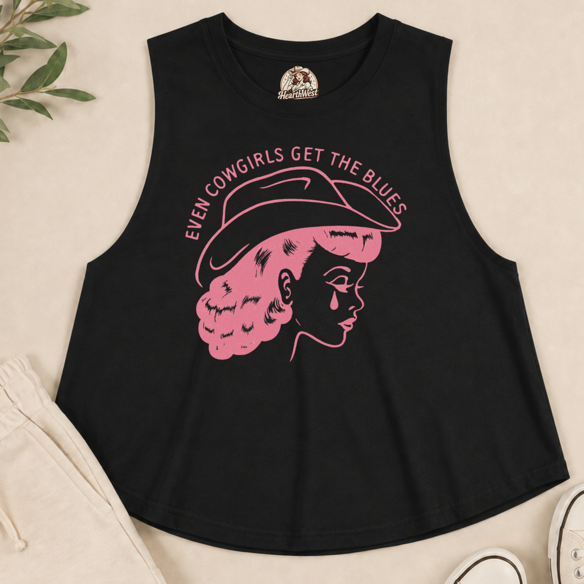 Cowgirl Crop Top - "Even Cowgirls Get the Blues" Retro Western Graphic