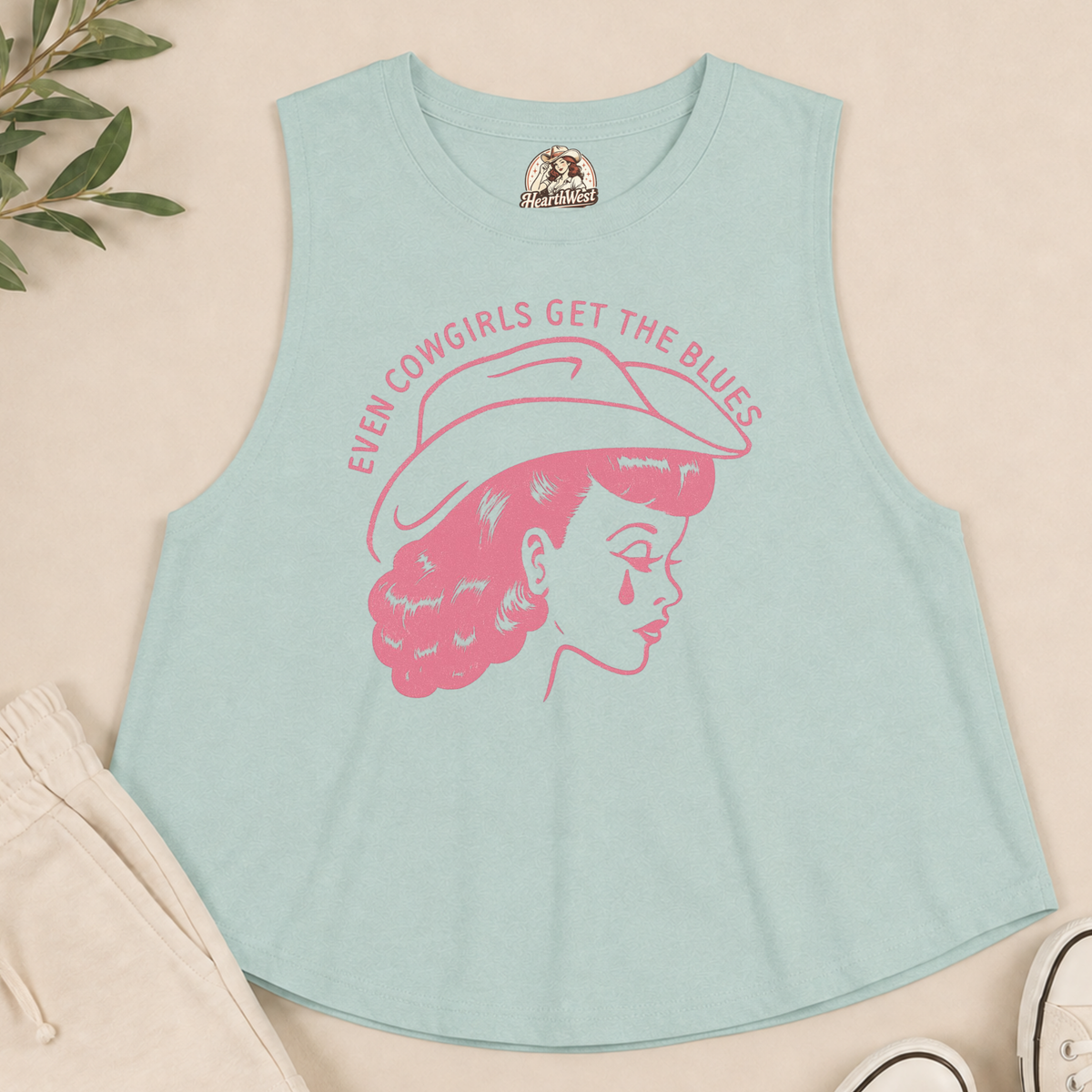 Cowgirl Crop Top - "Even Cowgirls Get the Blues" Retro Western Graphic