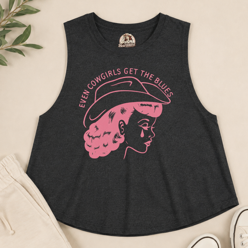 Cowgirl Crop Top - "Even Cowgirls Get the Blues" Retro Western Graphic