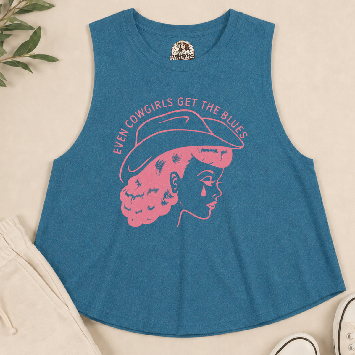 Cowgirl Crop Top - "Even Cowgirls Get the Blues" Retro Western Graphic