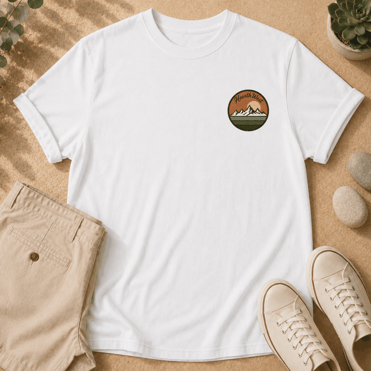 Chase The Horizon Surf Van T-Shirt — Retro Mountain & Sunset Adventure Tee