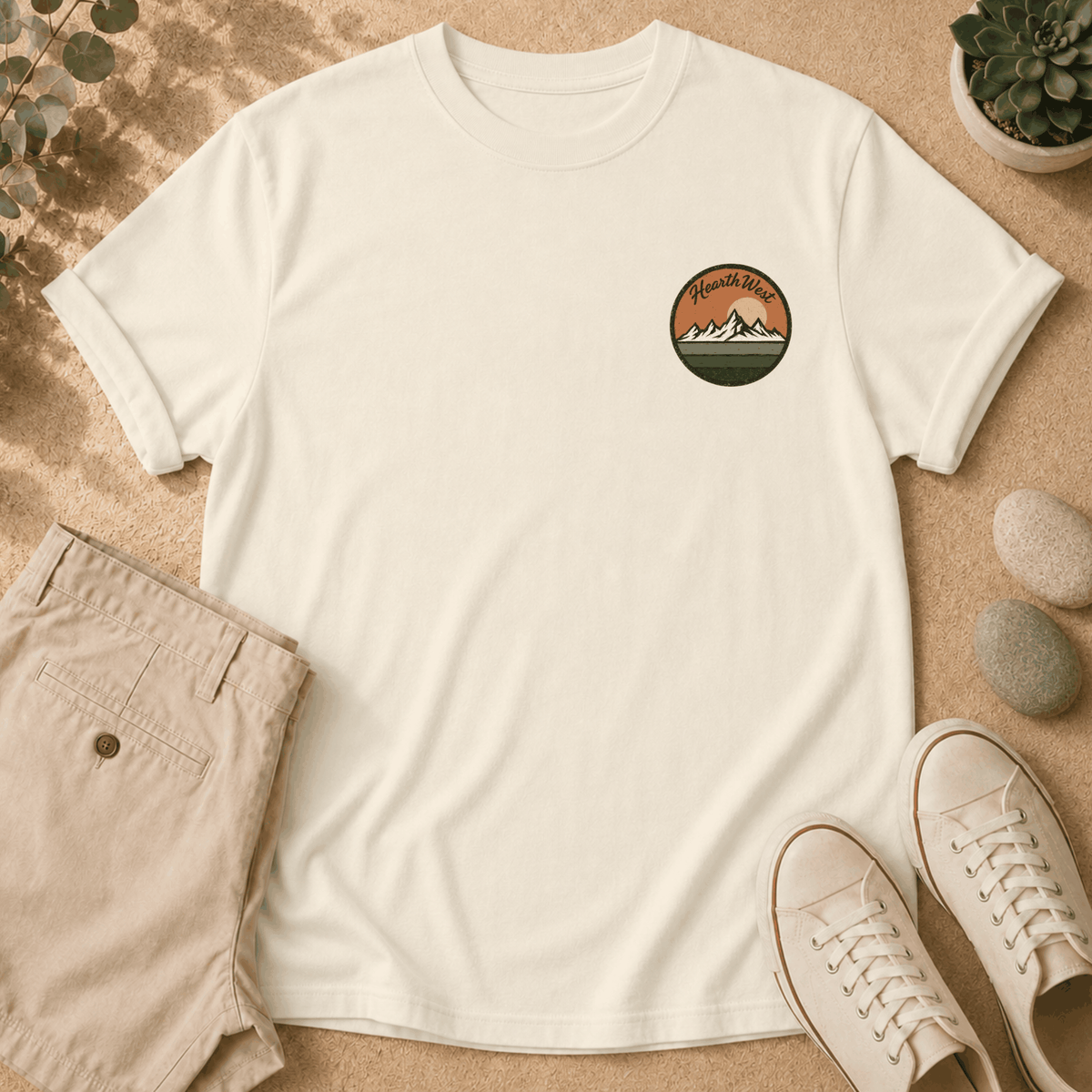 Chase The Horizon Surf Van T-Shirt — Retro Mountain & Sunset Adventure Tee