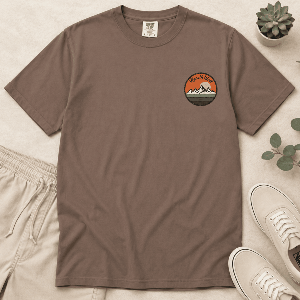Chase The Horizon Surf Van T-Shirt — Retro Mountain & Sunset Adventure Tee