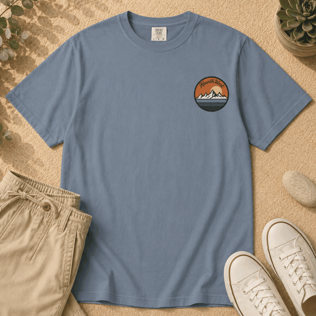 Chase The Horizon Surf Van T-Shirt — Retro Mountain & Sunset Adventure Tee
