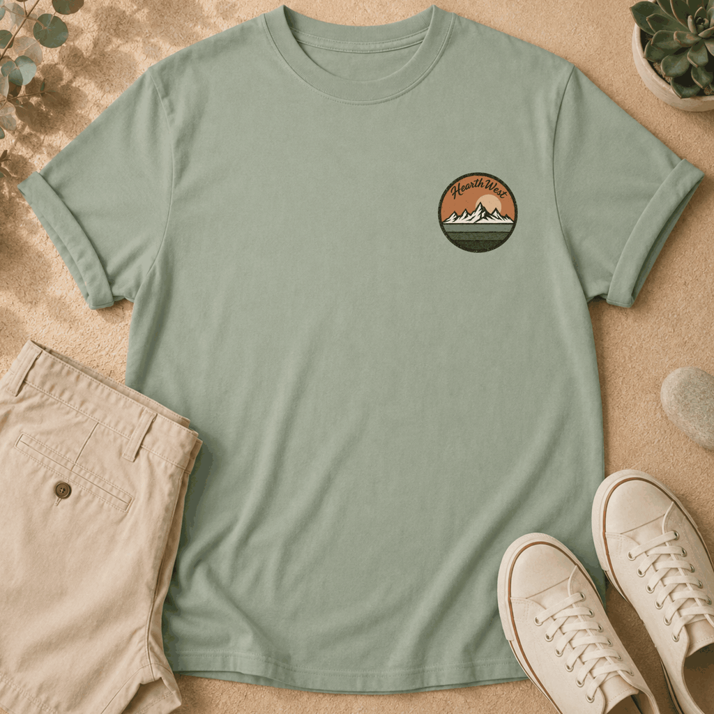 Chase The Horizon Surf Van T-Shirt — Retro Mountain & Sunset Adventure Tee