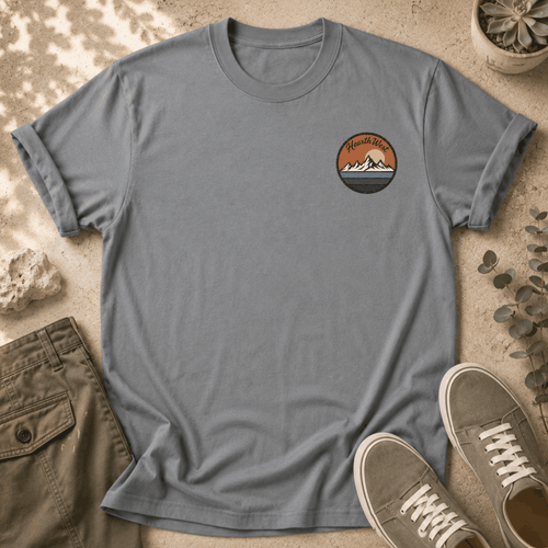 Chase The Horizon Surf Van T-Shirt — Retro Mountain & Sunset Adventure Tee