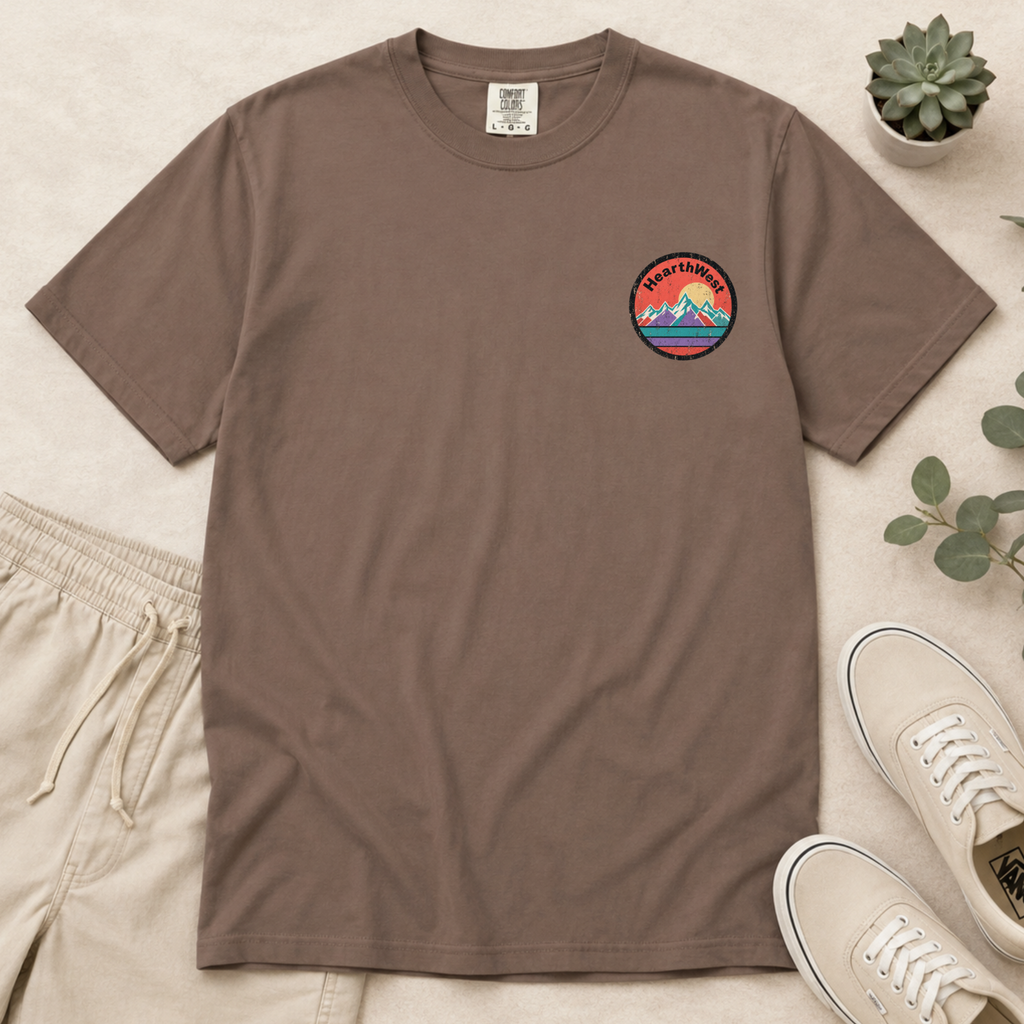 Retro Mountain T-Shirt — Vintage Sunset Outdoor Graphic Tee