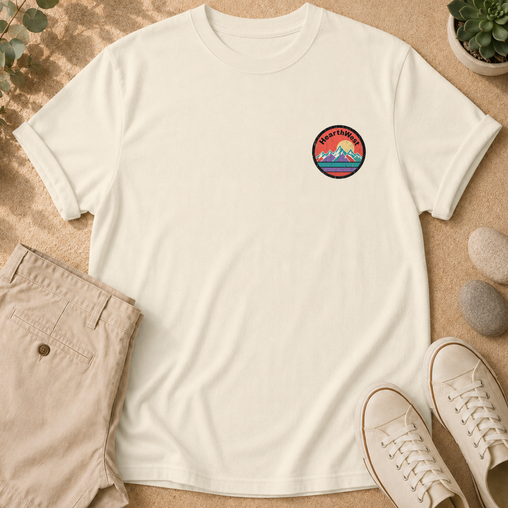 Retro Mountain T-Shirt — Vintage Sunset Outdoor Graphic Tee