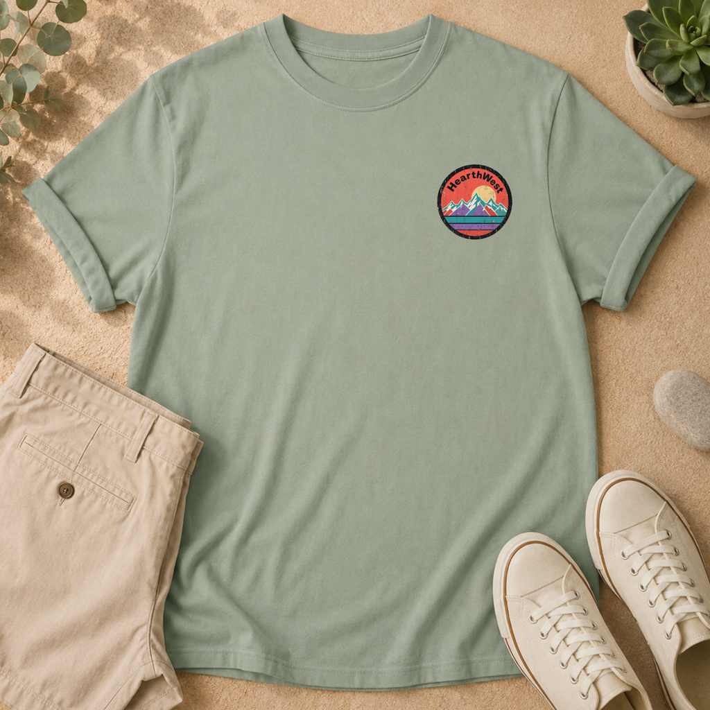 Retro Mountain T-Shirt — Vintage Sunset Outdoor Graphic Tee