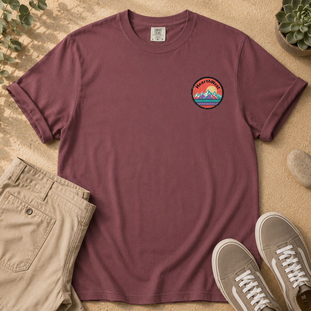 Retro Mountain T-Shirt — Vintage Sunset Outdoor Graphic Tee