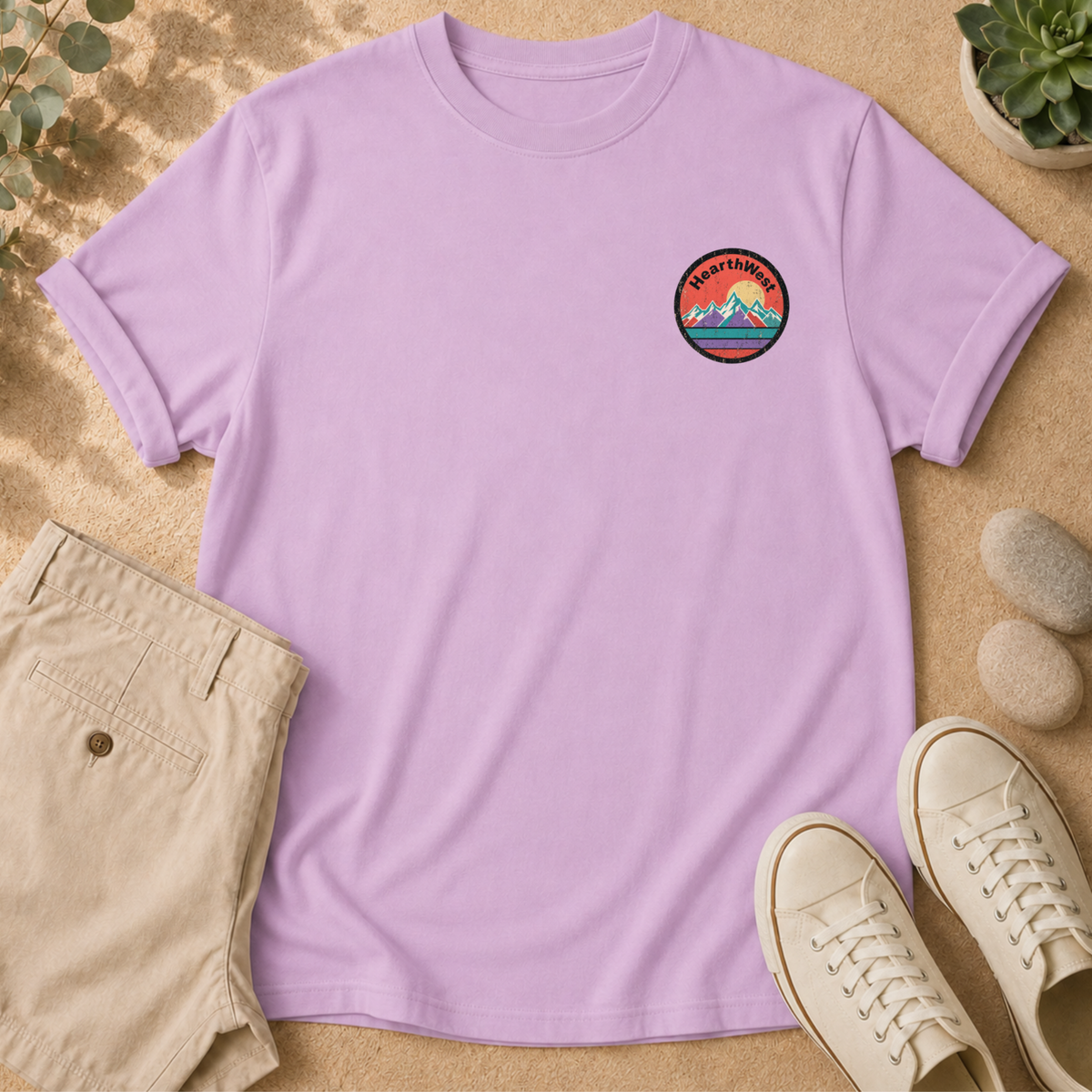 Retro Mountain T-Shirt — Vintage Sunset Outdoor Graphic Tee