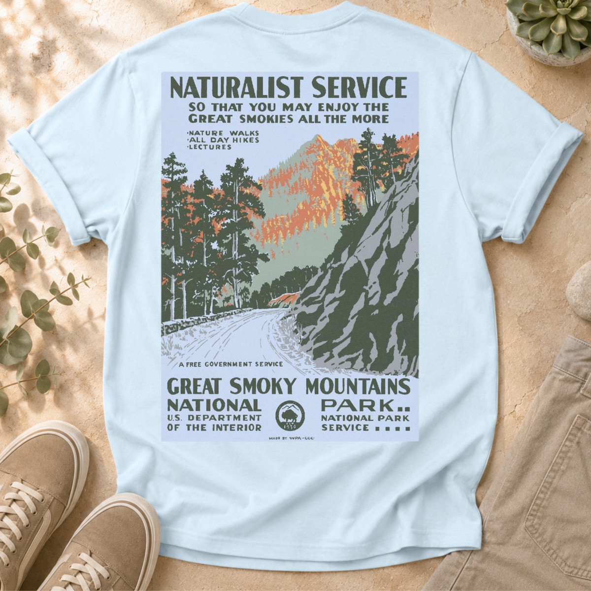 Great Smoky Mountains Poster T-Shirt — National Park Vintage Travel Tee