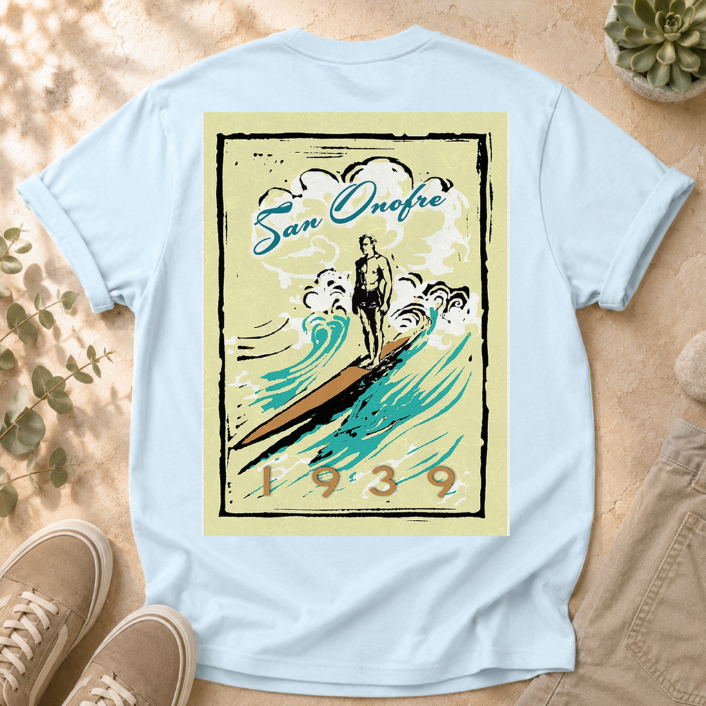 Surf Vintage Poster T-Shirt — San Onofre 1939 Graphic Tee