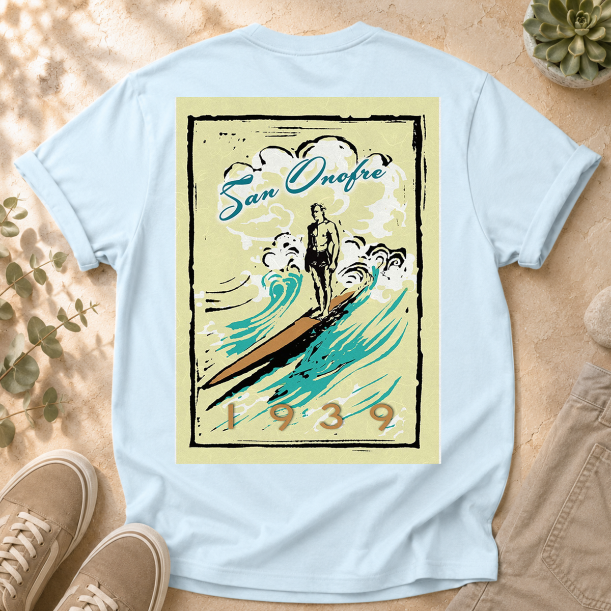 Surf Vintage Poster T-Shirt — San Onofre 1939 Graphic Tee