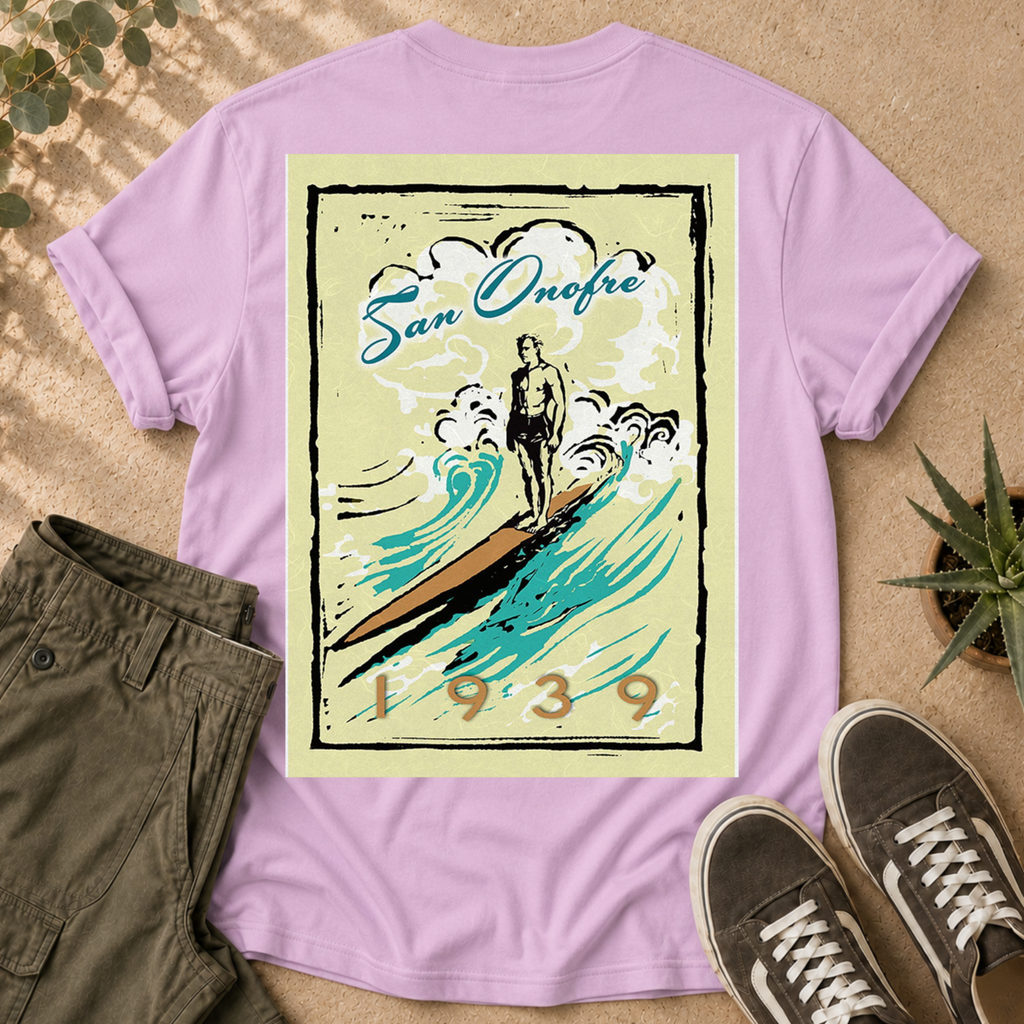 Surf Vintage Poster T-Shirt — San Onofre 1939 Graphic Tee