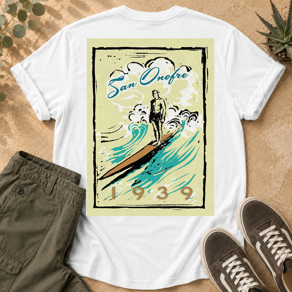 Surf Vintage Poster T-Shirt — San Onofre 1939 Graphic Tee