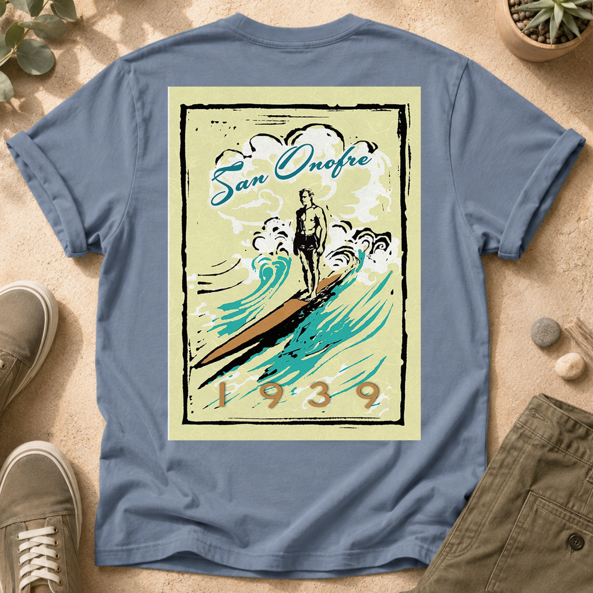 Surf Vintage Poster T-Shirt — San Onofre 1939 Graphic Tee