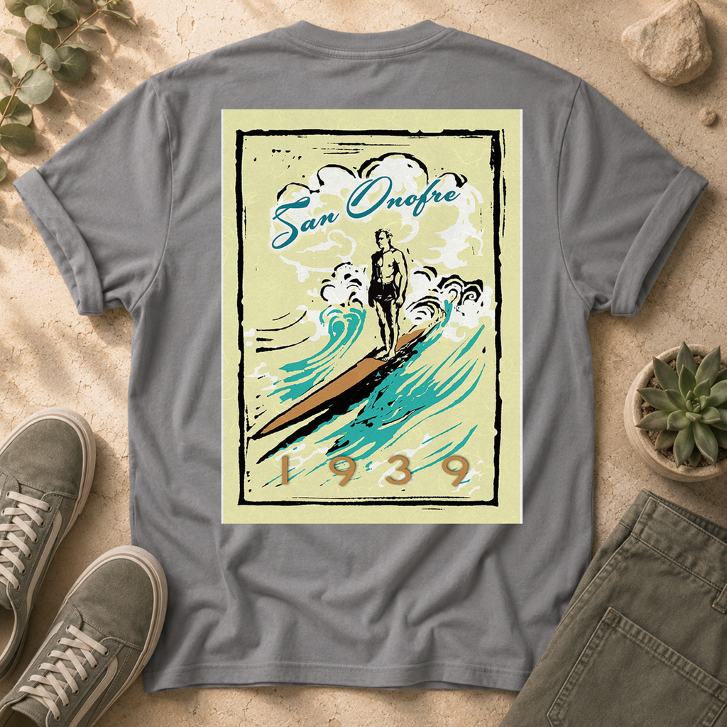 Surf Vintage Poster T-Shirt — San Onofre 1939 Graphic Tee