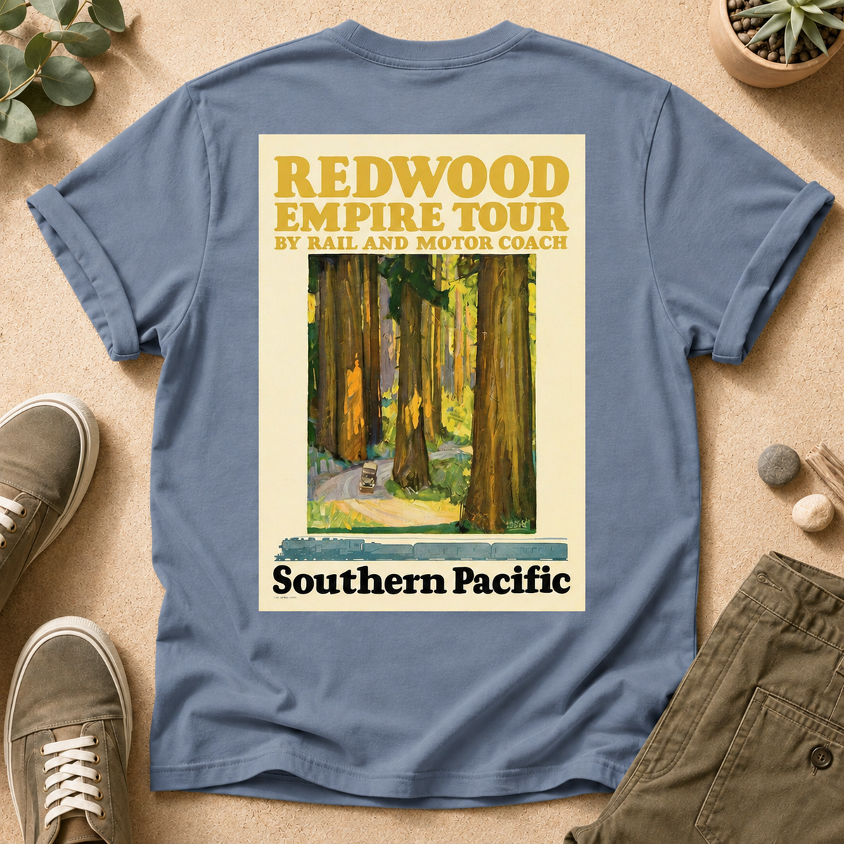 Redwood Empire Tour T-Shirt — Vintage Southern Pacific Poster Tee