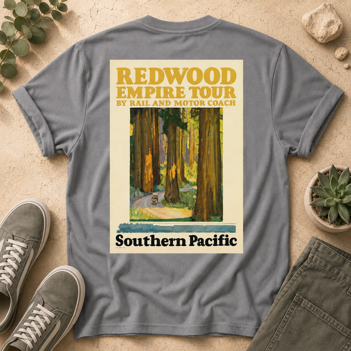 Redwood Empire Tour T-Shirt — Vintage Southern Pacific Poster Tee