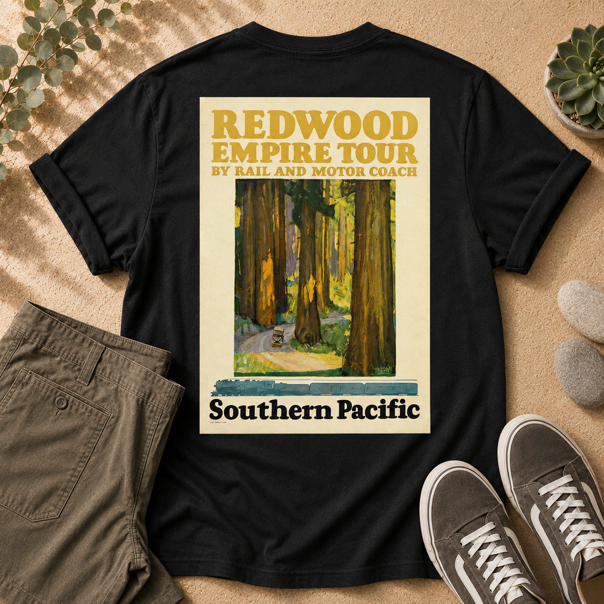Redwood Empire Tour T-Shirt — Vintage Southern Pacific Poster Tee