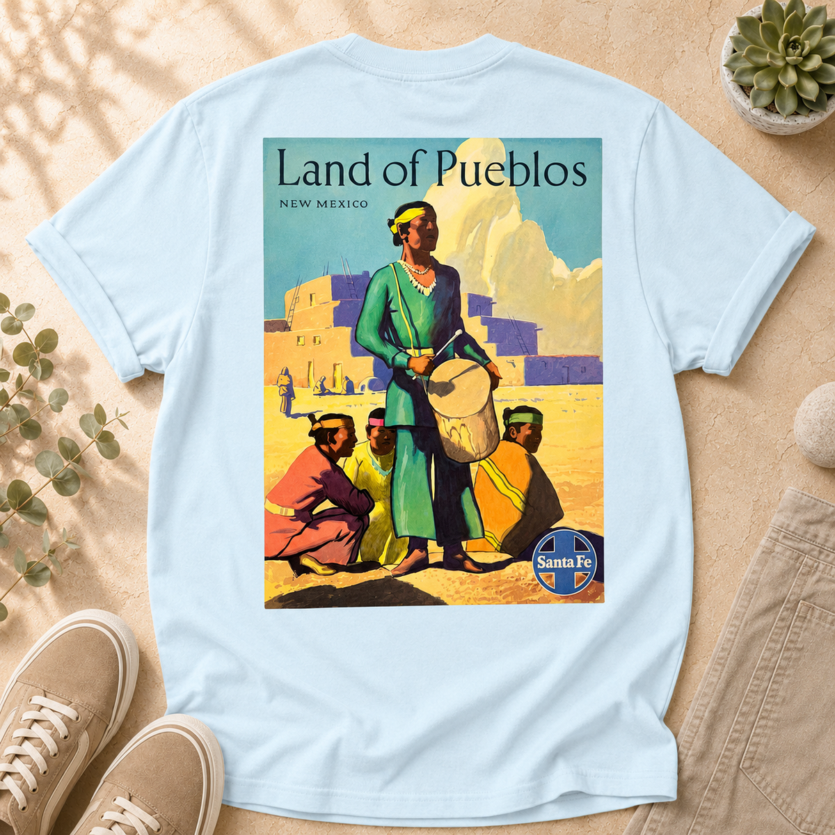 Land of Pueblos Vintage Travel Poster T-Shirt