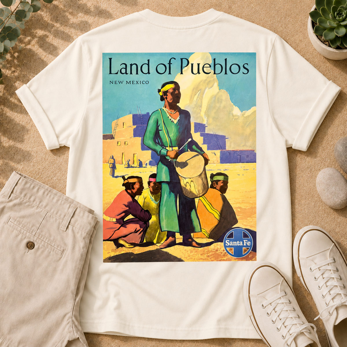 Land of Pueblos Vintage Travel Poster T-Shirt