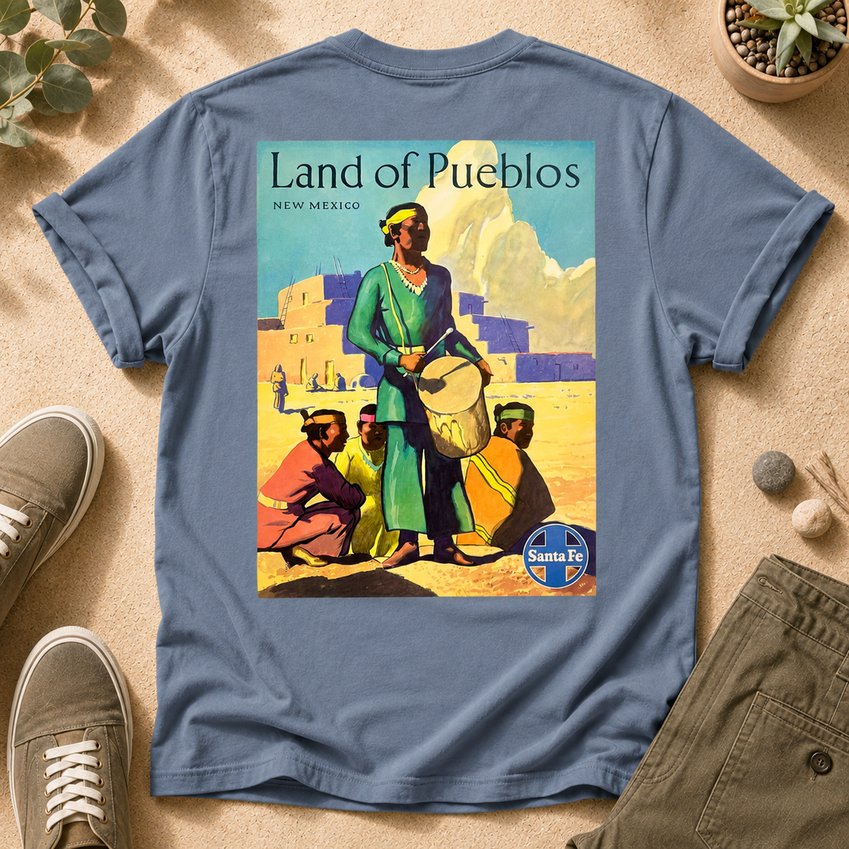 Land of Pueblos Vintage Travel Poster T-Shirt