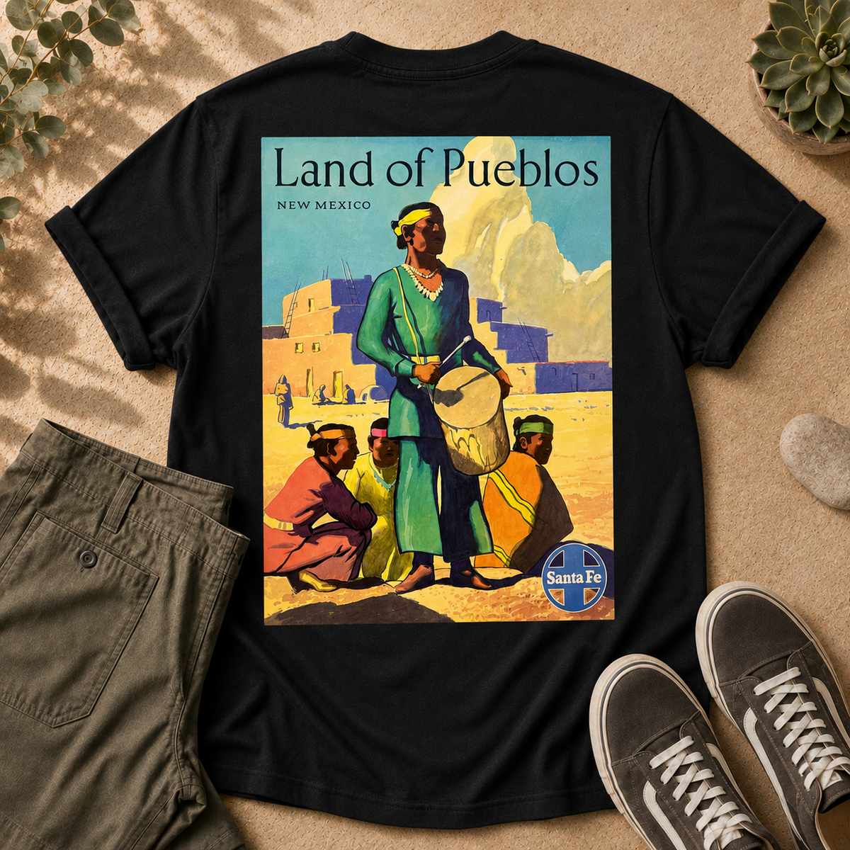 Land of Pueblos Vintage Travel Poster T-Shirt