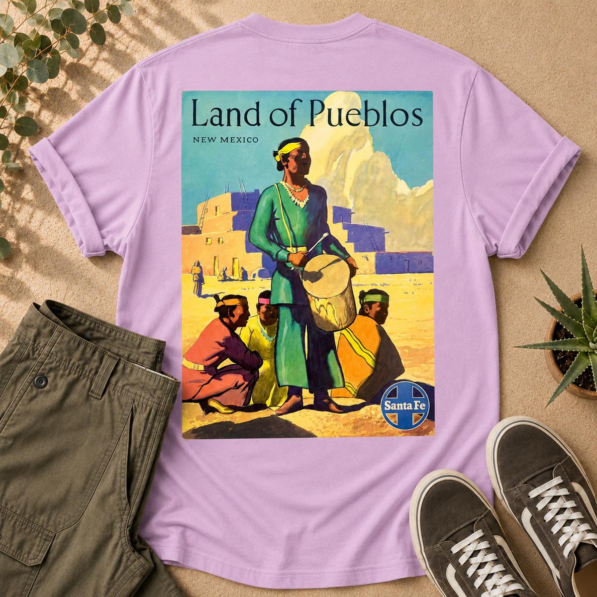 Land of Pueblos Vintage Travel Poster T-Shirt