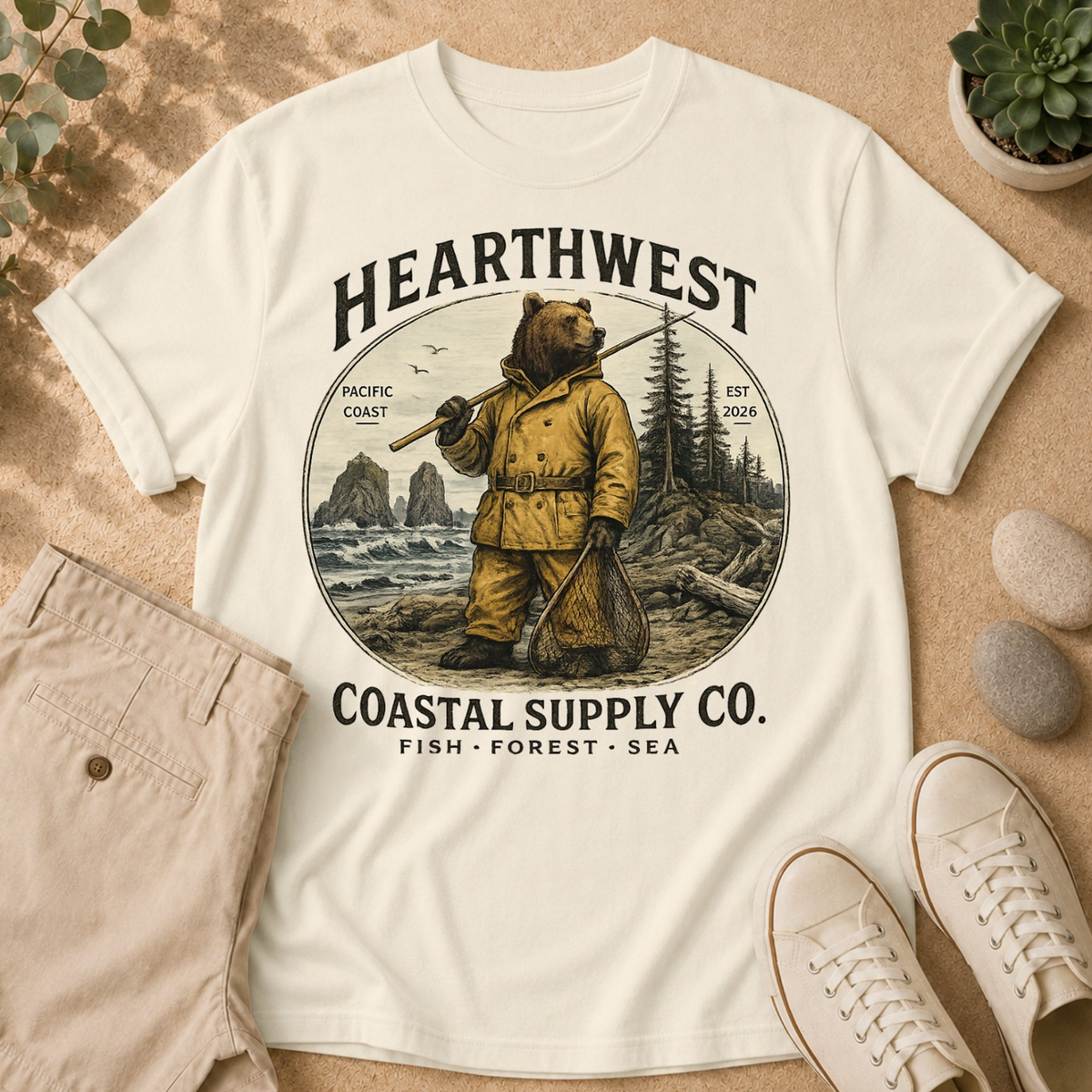 Heartwest Coastal Supply T-Shirt — Vintage Fisherman Graphic