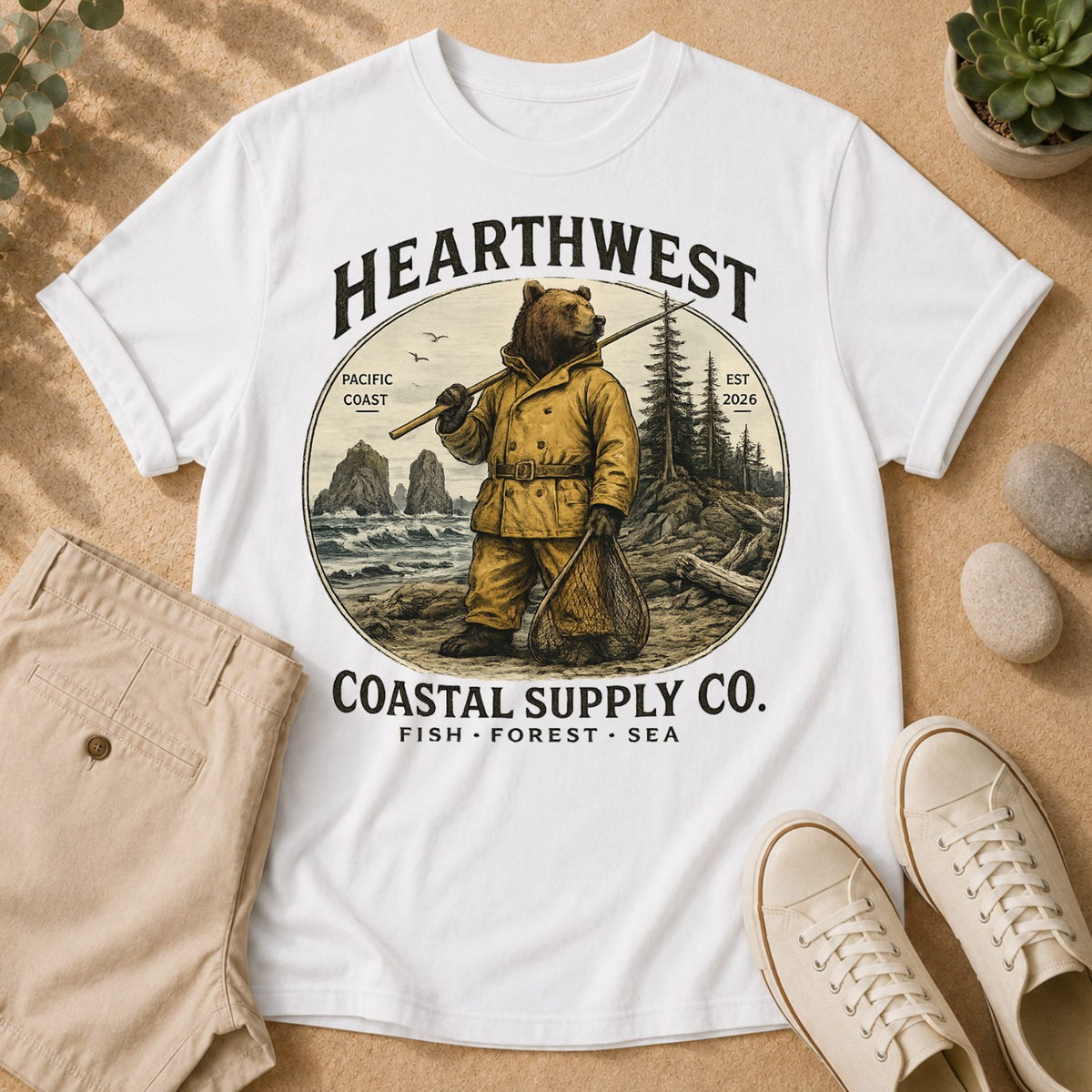 Heartwest Coastal Supply T-Shirt — Vintage Fisherman Graphic