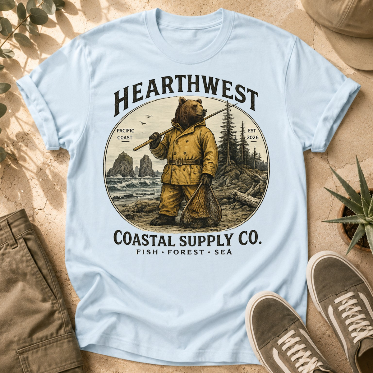 Heartwest Coastal Supply T-Shirt — Vintage Fisherman Graphic