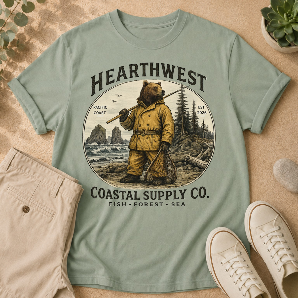 Heartwest Coastal Supply T-Shirt — Vintage Fisherman Graphic