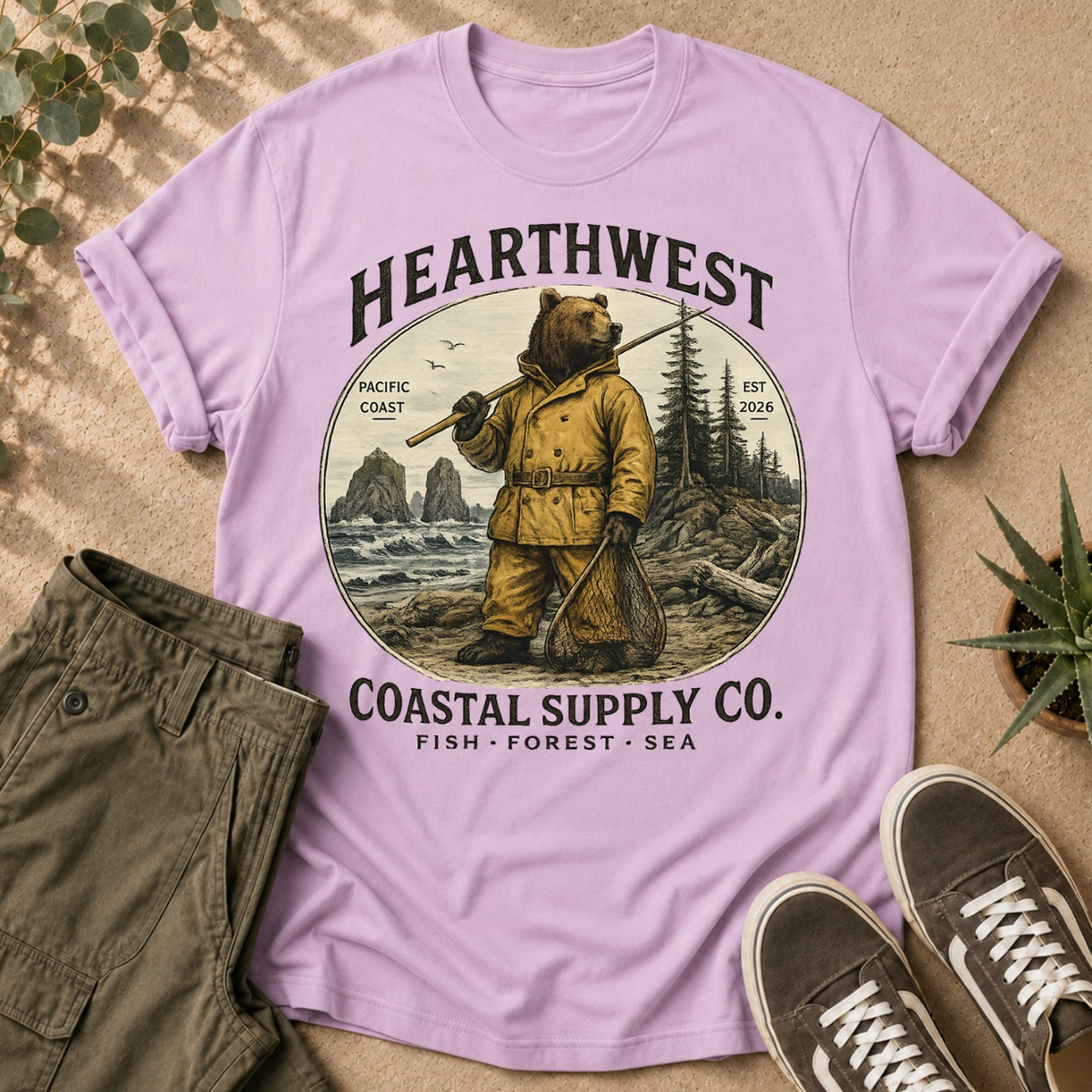 Heartwest Coastal Supply T-Shirt — Vintage Fisherman Graphic