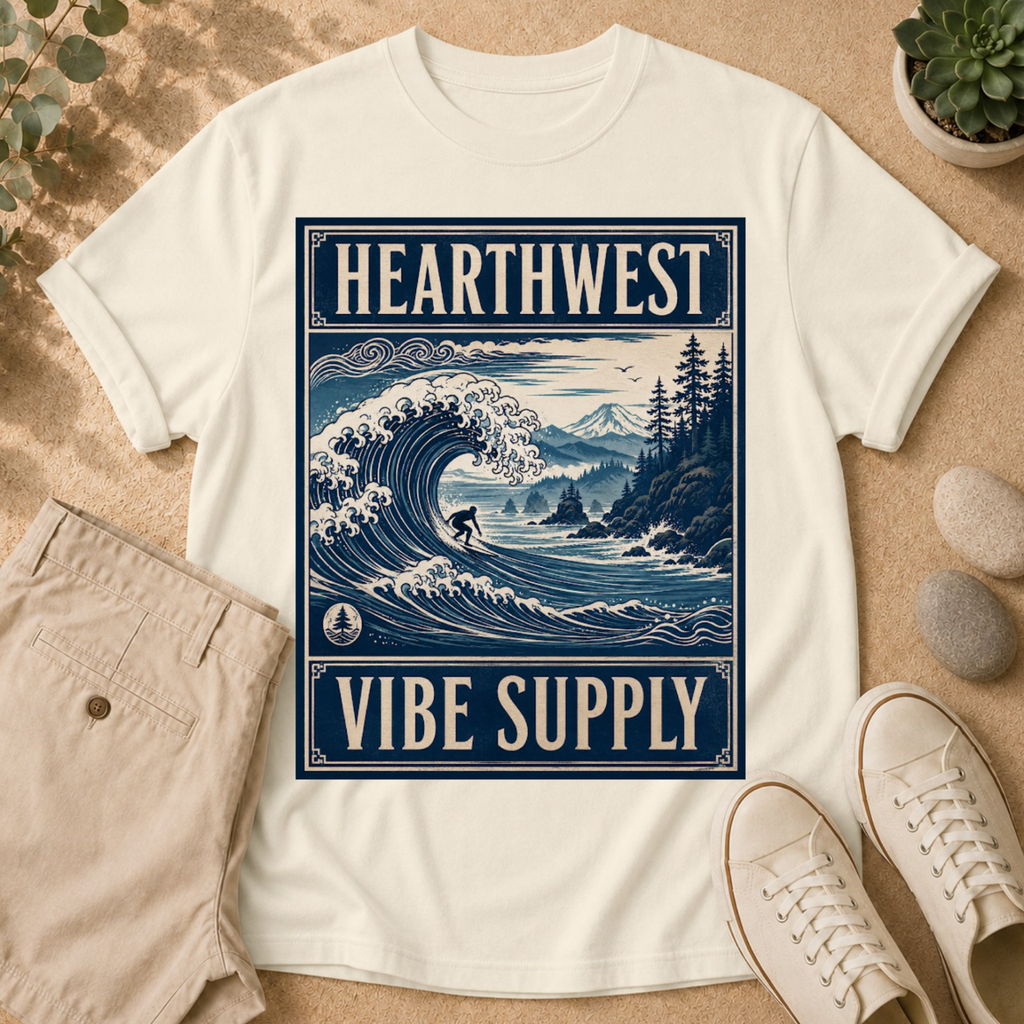 Hearthwest Vibe Supply Tee — Coastal Wave Graphic T-Shirt