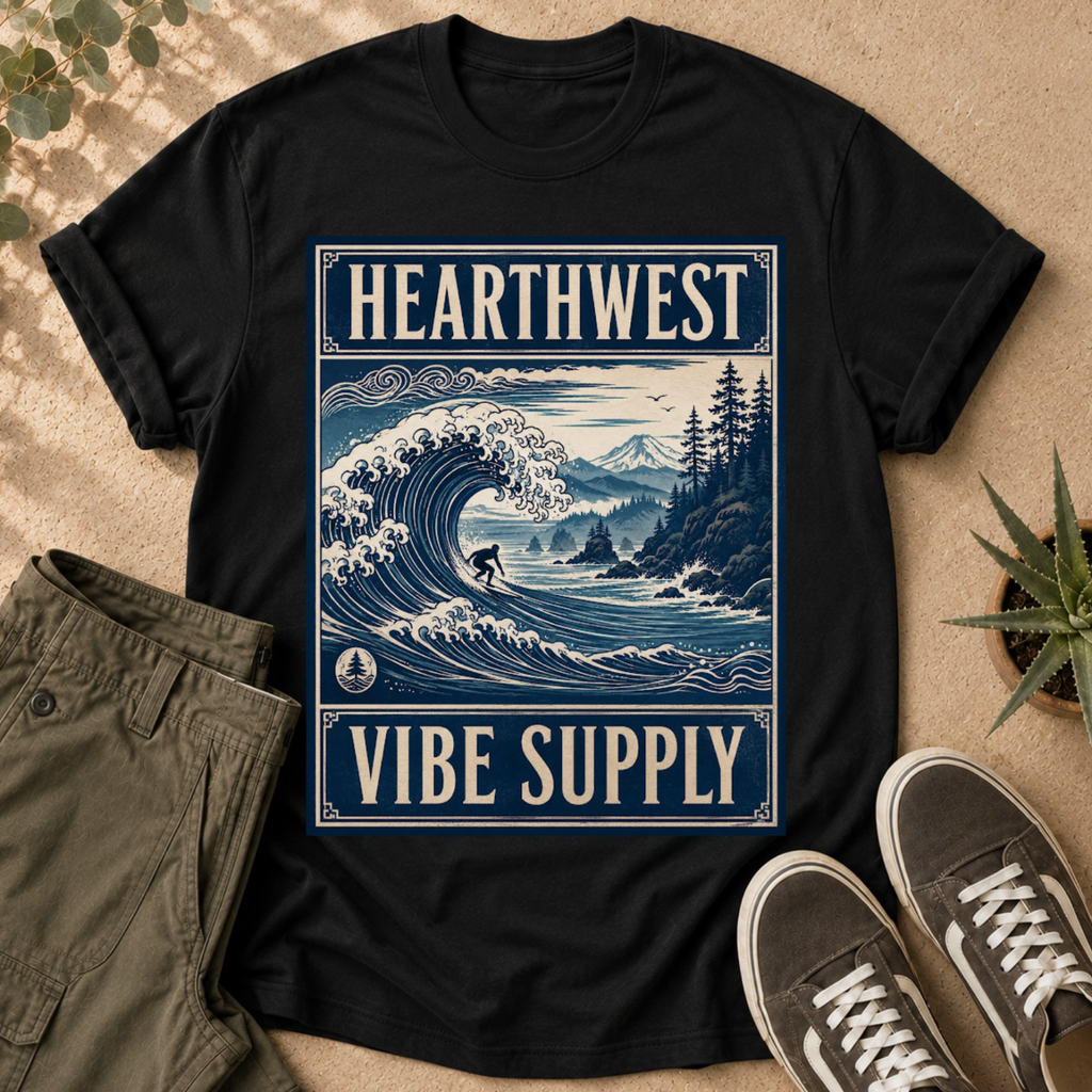 Hearthwest Vibe Supply Tee — Coastal Wave Graphic T-Shirt