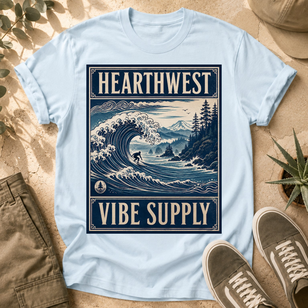 Hearthwest Vibe Supply Tee — Coastal Wave Graphic T-Shirt