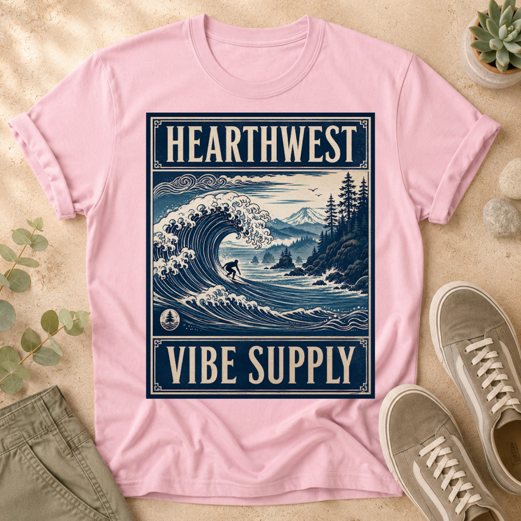 Hearthwest Vibe Supply Tee — Coastal Wave Graphic T-Shirt