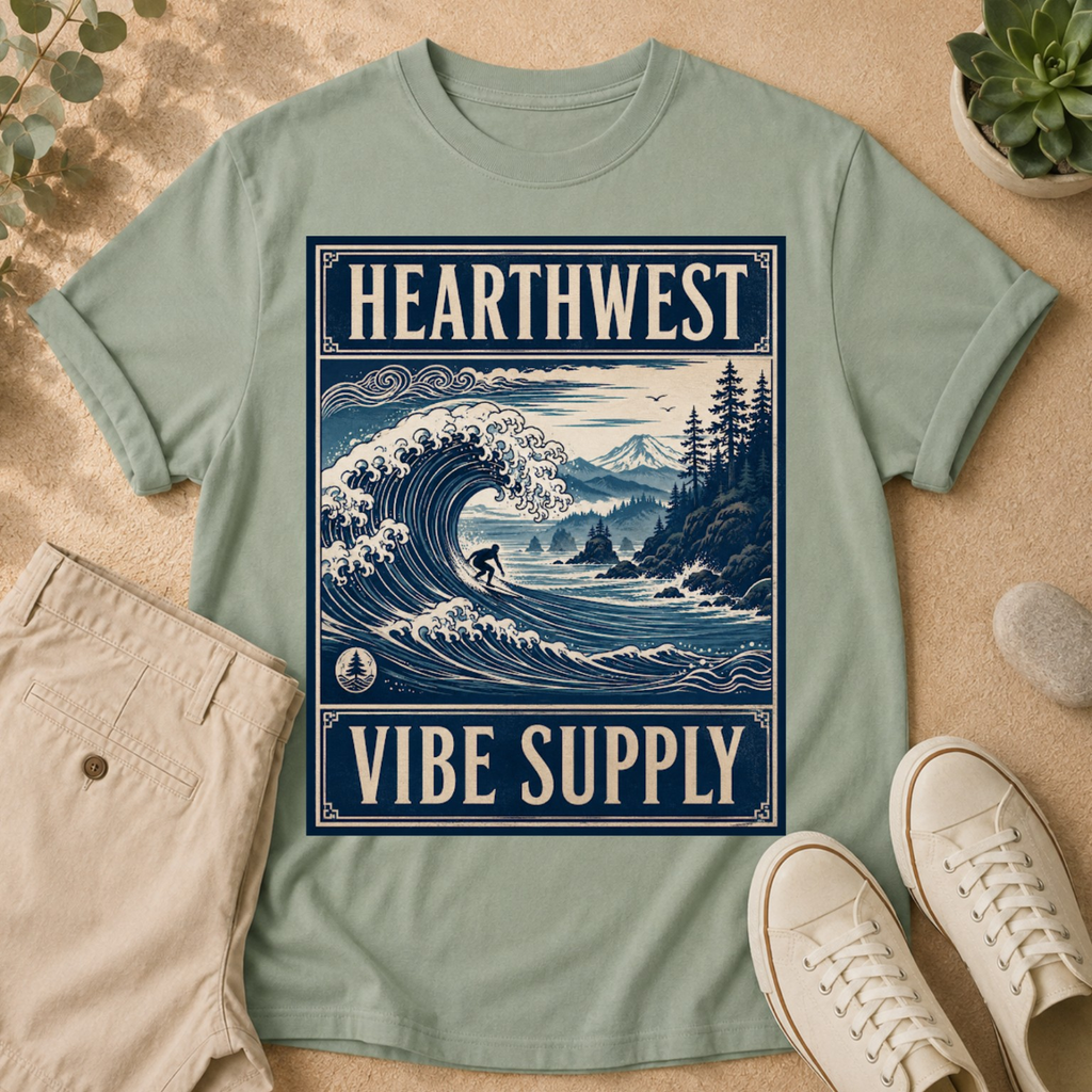 Hearthwest Vibe Supply Tee — Coastal Wave Graphic T-Shirt