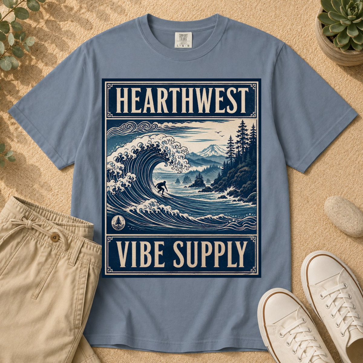 Hearthwest Vibe Supply Tee — Coastal Wave Graphic T-Shirt