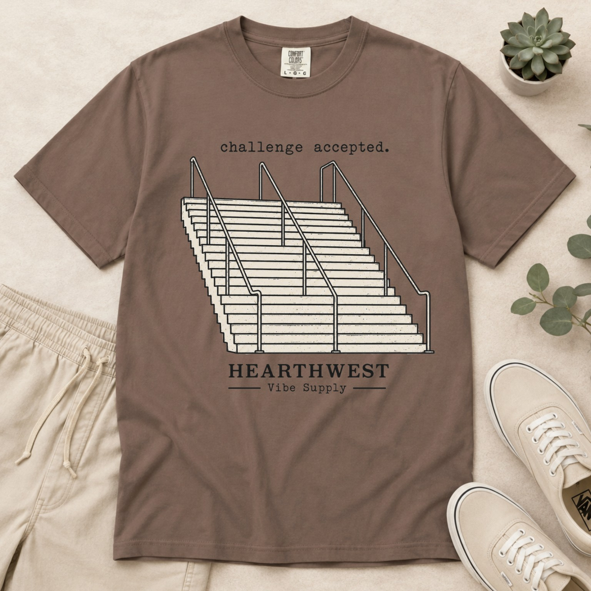 Challenge Accepted Tee — Retro Impossible Stairs Graphic