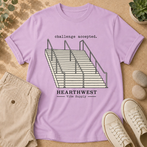 Challenge Accepted Tee — Retro Impossible Stairs Graphic