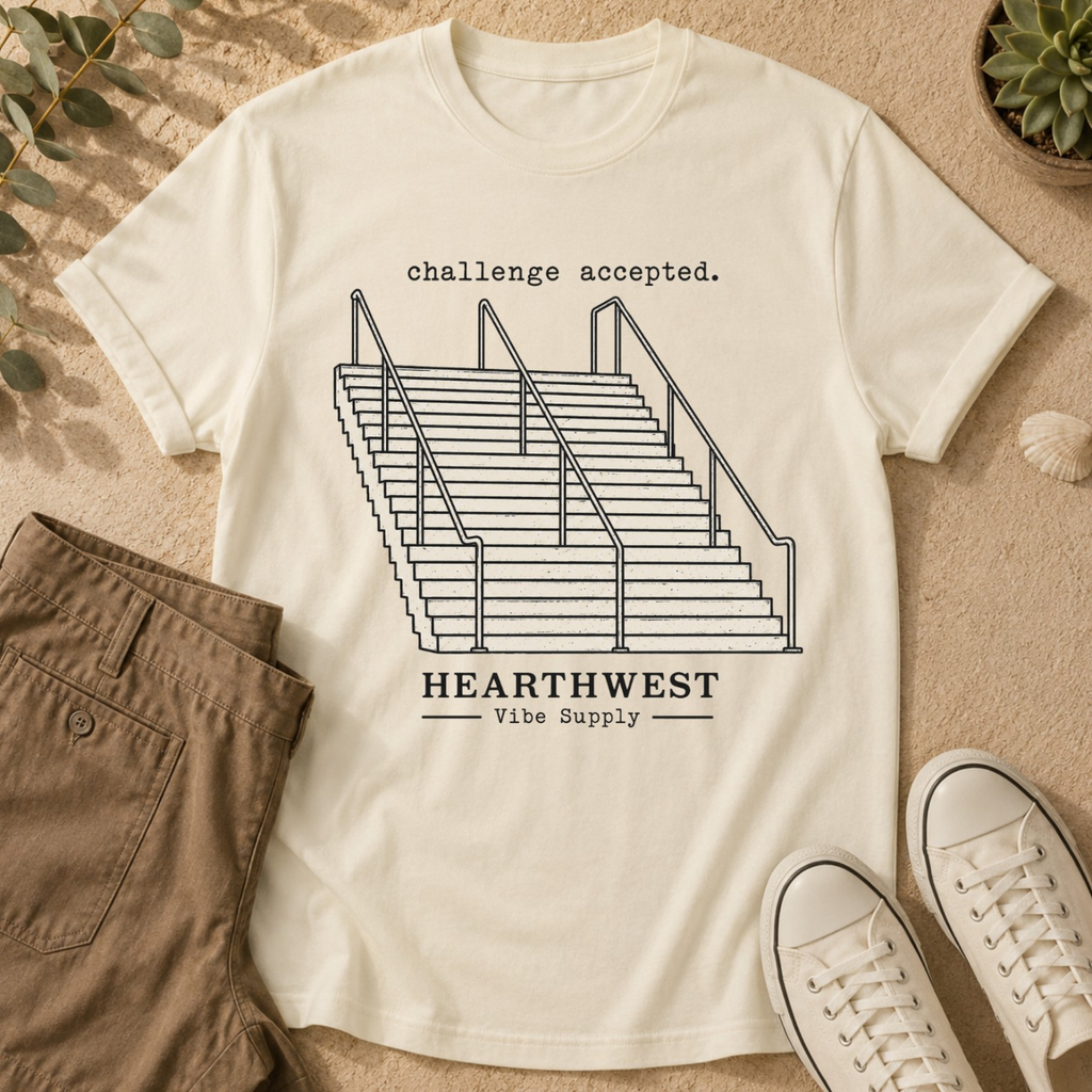 Challenge Accepted Tee — Retro Impossible Stairs Graphic