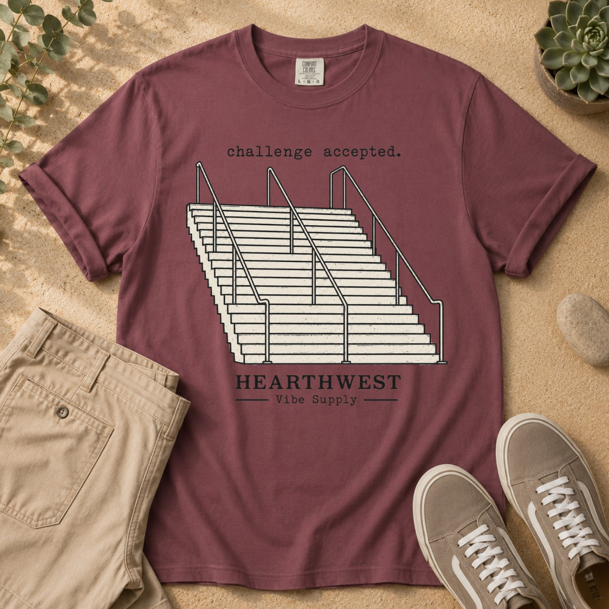 Challenge Accepted Tee — Retro Impossible Stairs Graphic