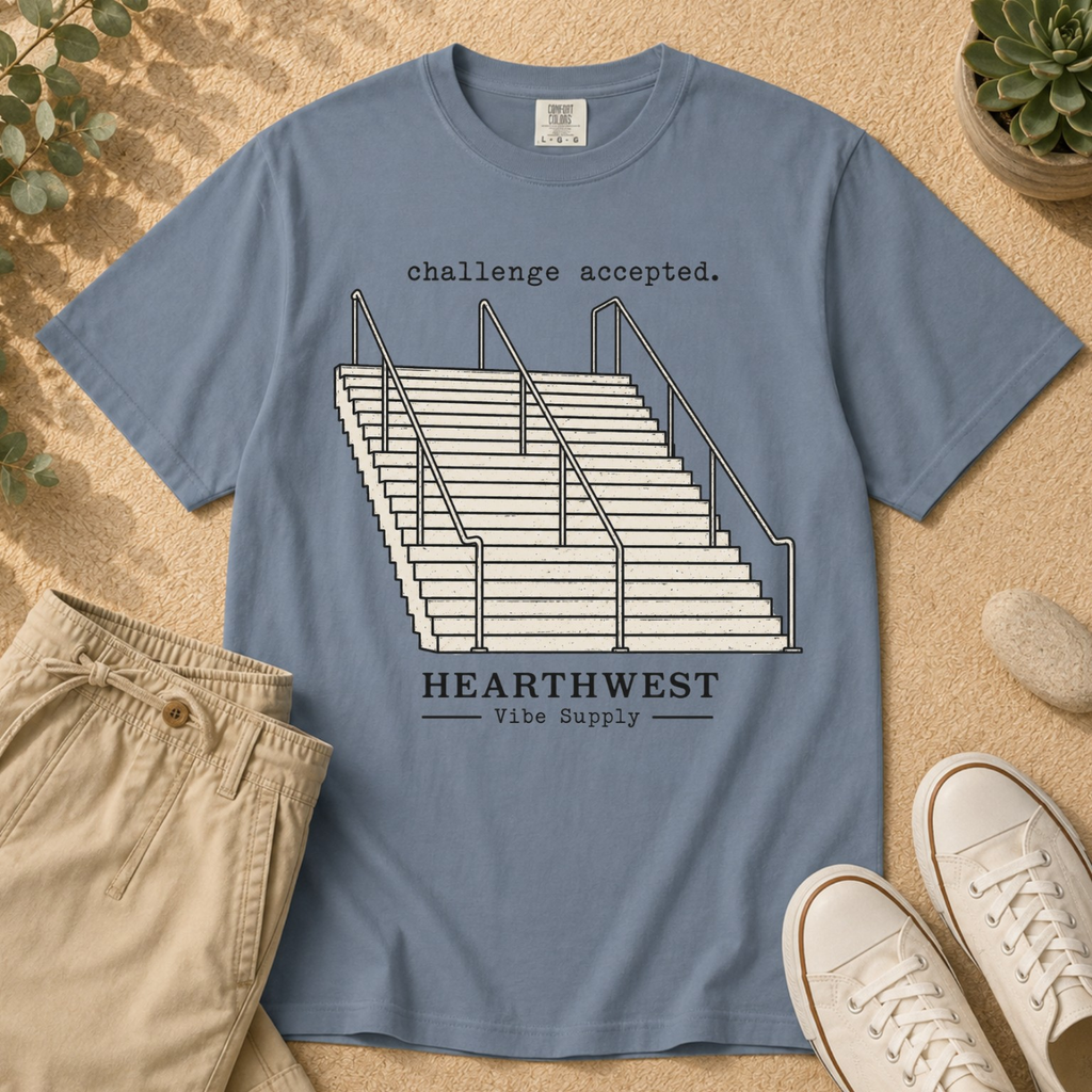 Challenge Accepted Tee — Retro Impossible Stairs Graphic