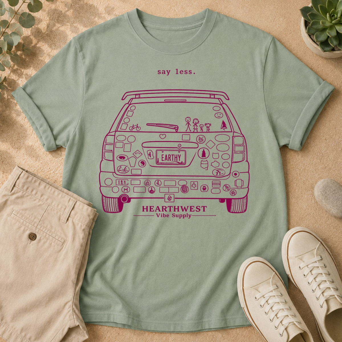 T-Shirt — 'Say Less' Scenic Wagon Graphic Tee