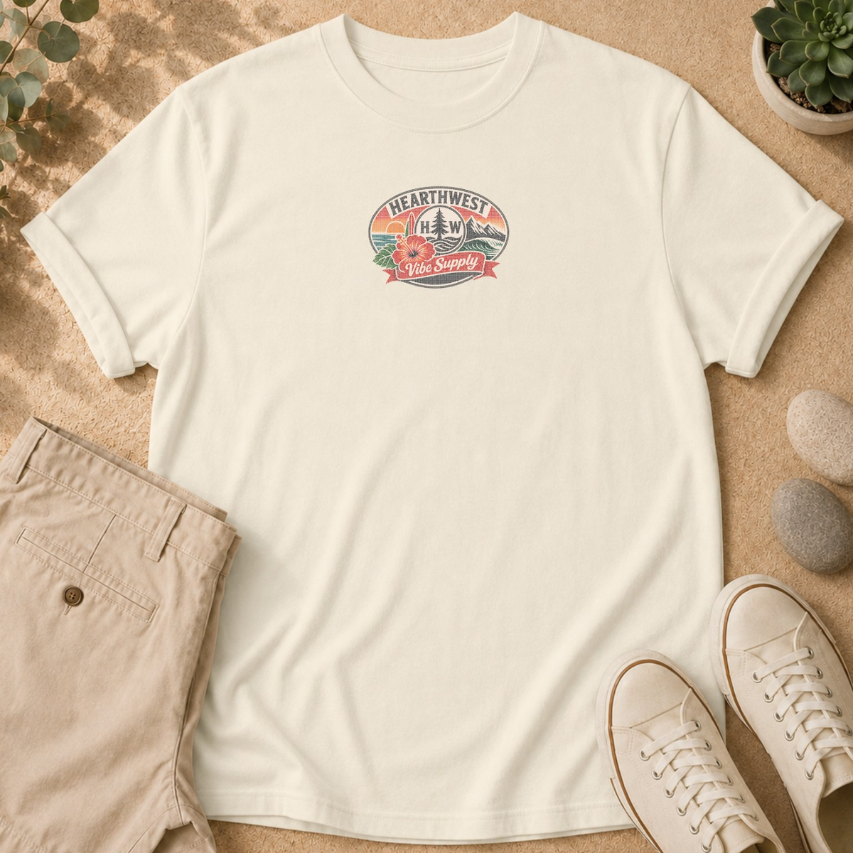 Hibiscus Floral Tee — Vintage Surf Graphic T-Shirt