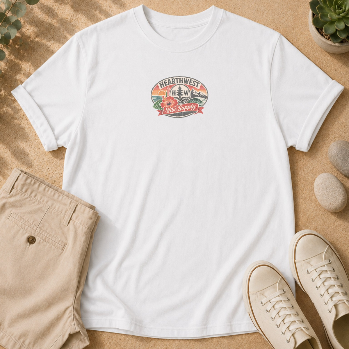 Hibiscus Floral Tee — Vintage Surf Graphic T-Shirt