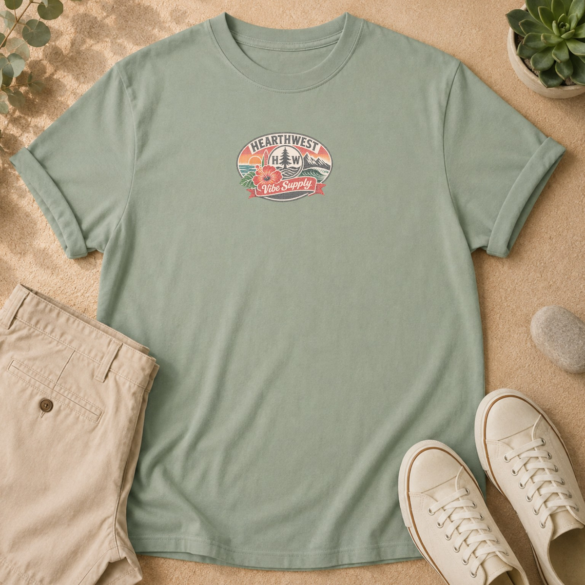 Hibiscus Floral Tee — Vintage Surf Graphic T-Shirt